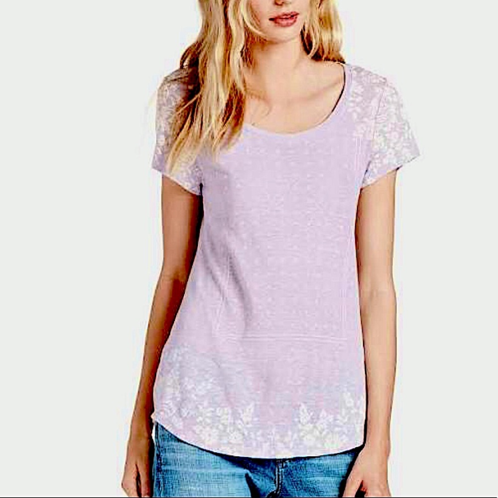 Lucky Brand Floral Print linen Blend Tee